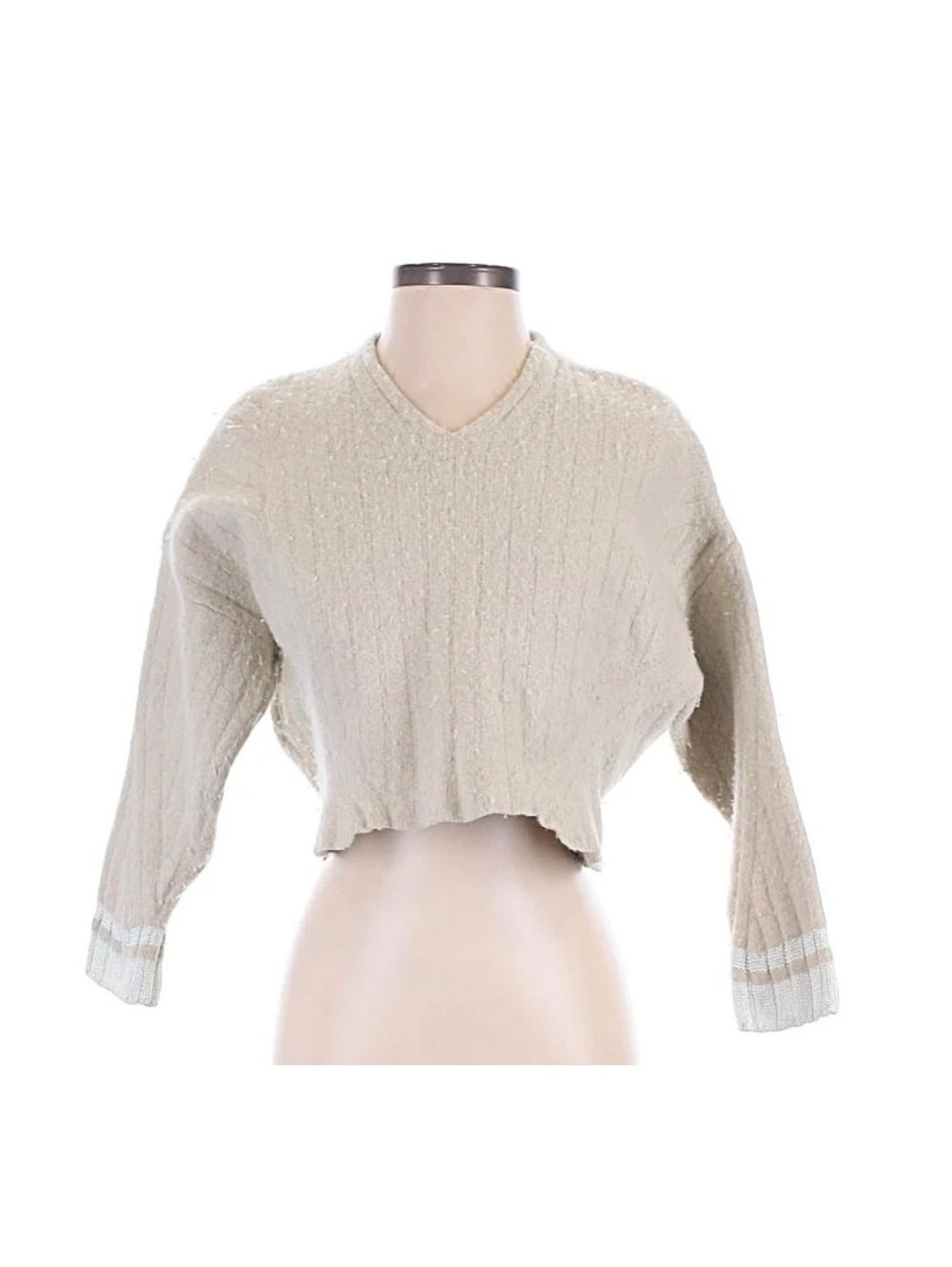 Rag & Bone Cropped Wool Blend 3/4 Sleeve Sweater